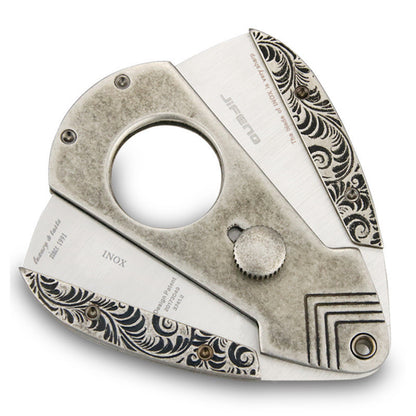 Stainless Steel Blade Solid Brass Engraved Double-edged Cigar Cutter