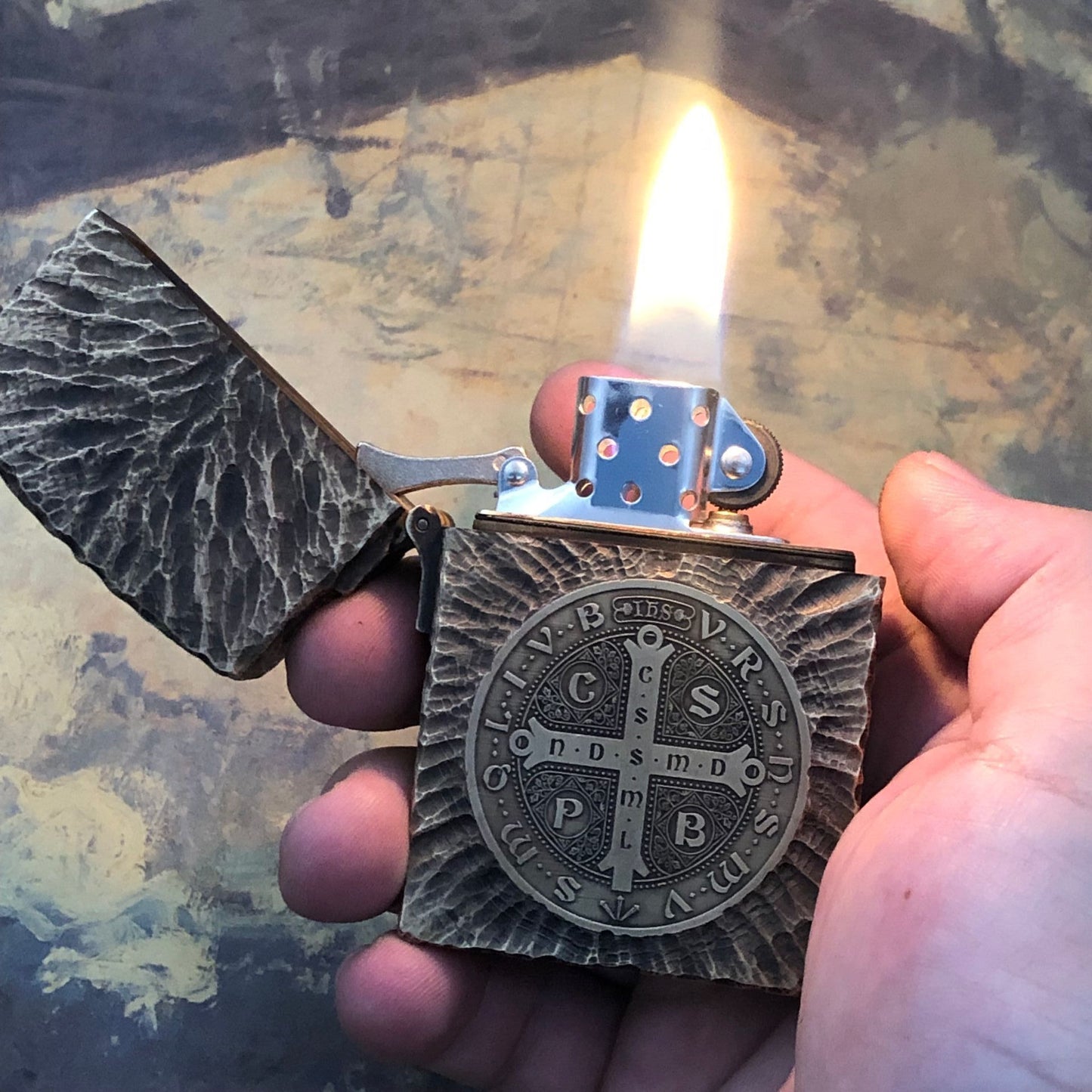 Oversized Movie Version Of Constantine Hand Engraved Solid Copper Brass Kerosene Lighter