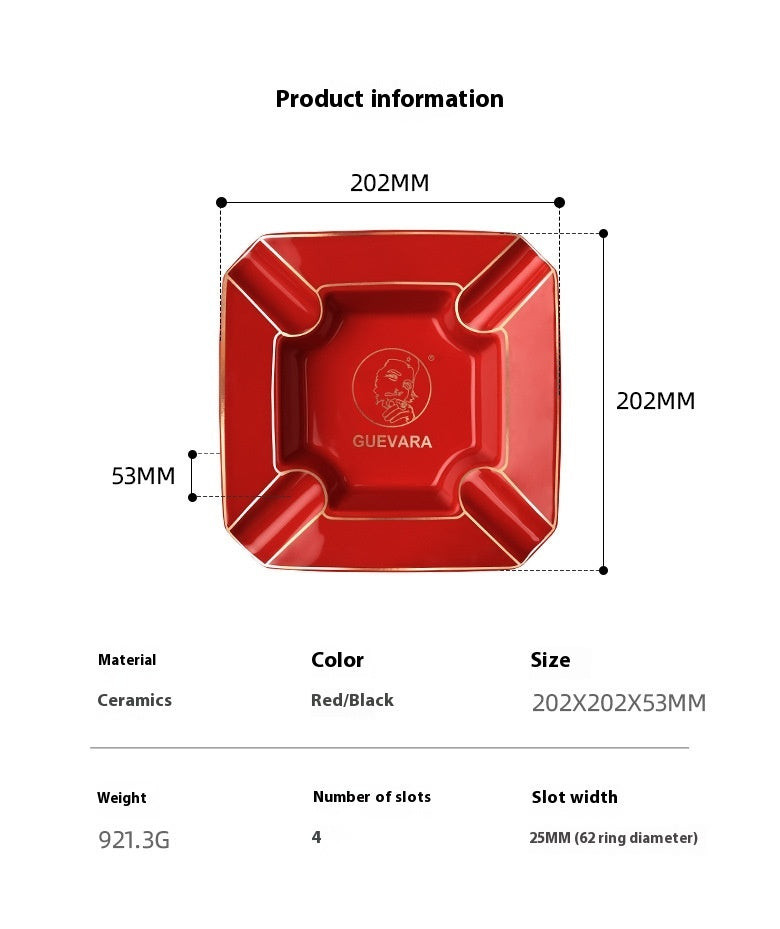 Living Room Club Atmosphere Four-slot Ceramic Ashtray