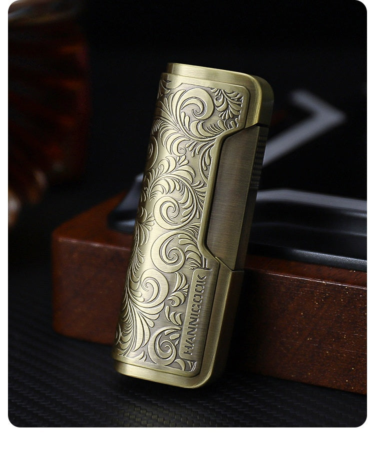 Embossed Portable Metal Zinc Alloy Cigar Cutter Torch Lighter