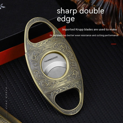 Embossed Portable Metal Zinc Alloy Cigar Cutter Torch Lighter